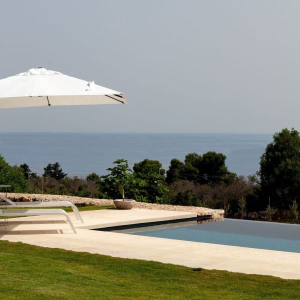 The beautiful infinity pool with its views out to sea.