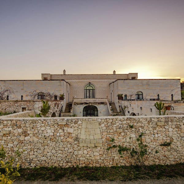 The villa at sunset.