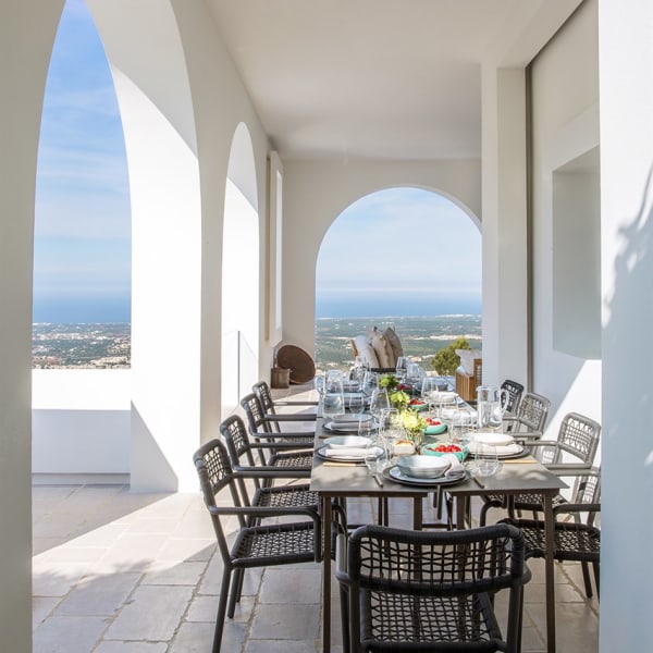 The outdoor dining area.