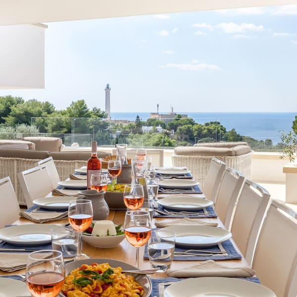 Lunch is served in the first floor indoor-outdoor dining area.