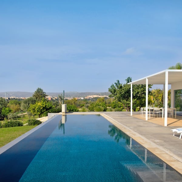 Agata's splendid 18m-long infinity pool with Noto seen in the background.