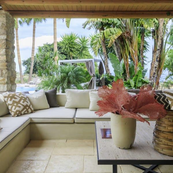 The well-furnished al fresco sitting area on the main terrace.