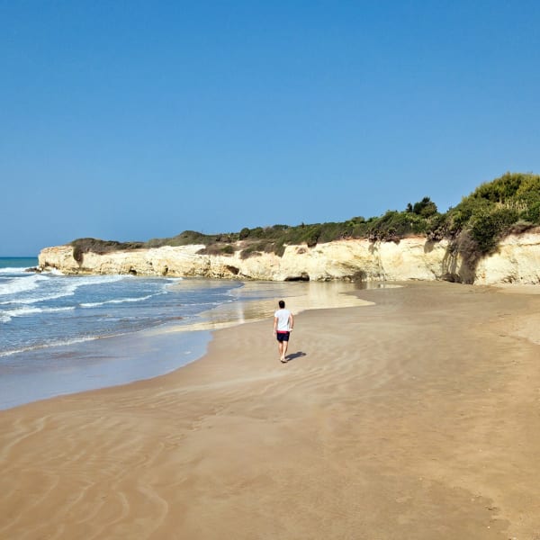The lovely sandy beach below Marea.