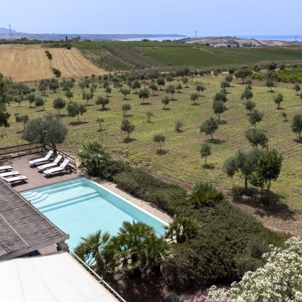 Views over the surrounding countryside and the sea from the first floor room.