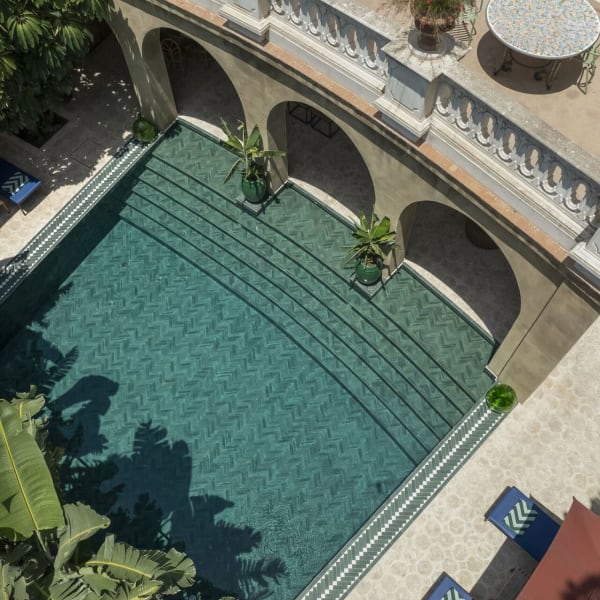 A bird's-eye view of Palazzo Musmeci's gorgeous pool.