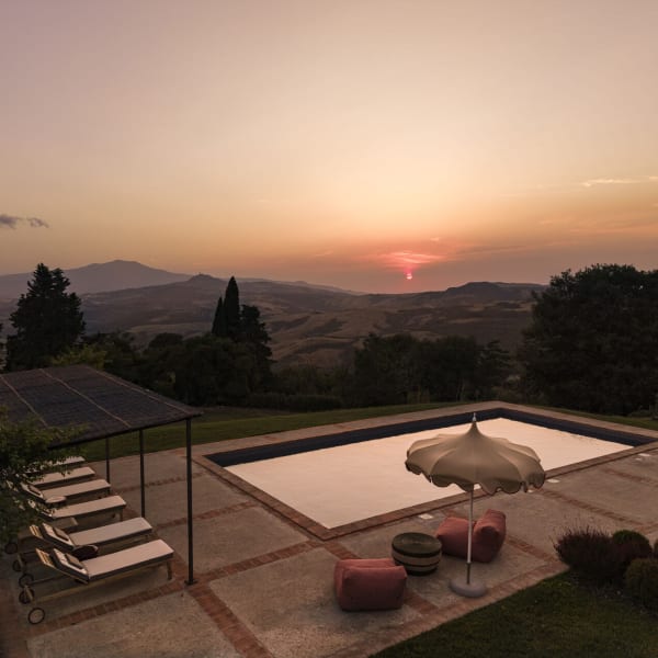 A glorious sunset over the Val d'Orcia and Monte Amiata.