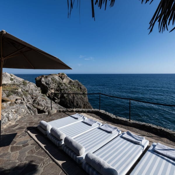 Part of the bohemian, laid-back terrace above the sea..