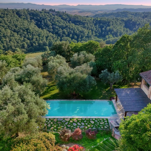 Breathtaking views of the wooded surrounding countryside.