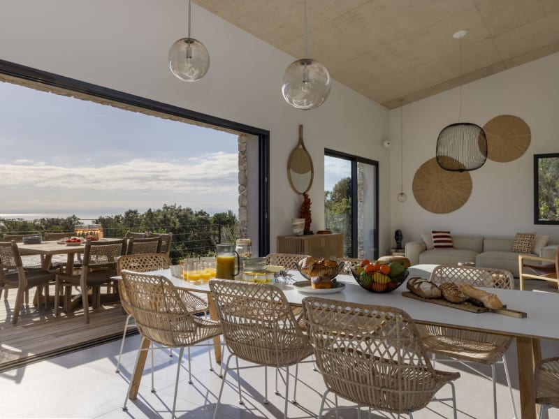 The open-plan communal space at Casa di Lume is bright, airy and panoramic.