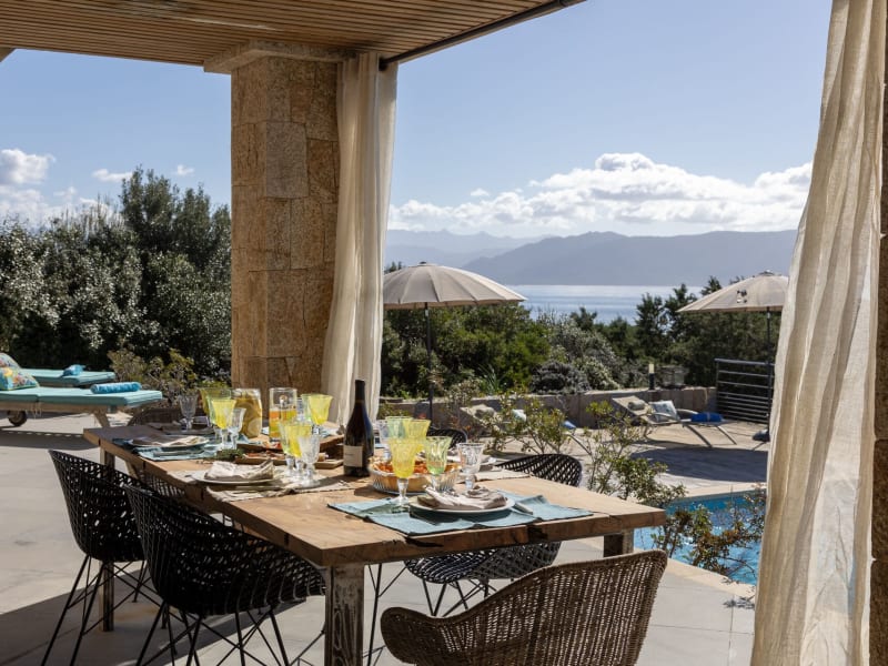 The al fresco dining area outside the lower floor accommodation.