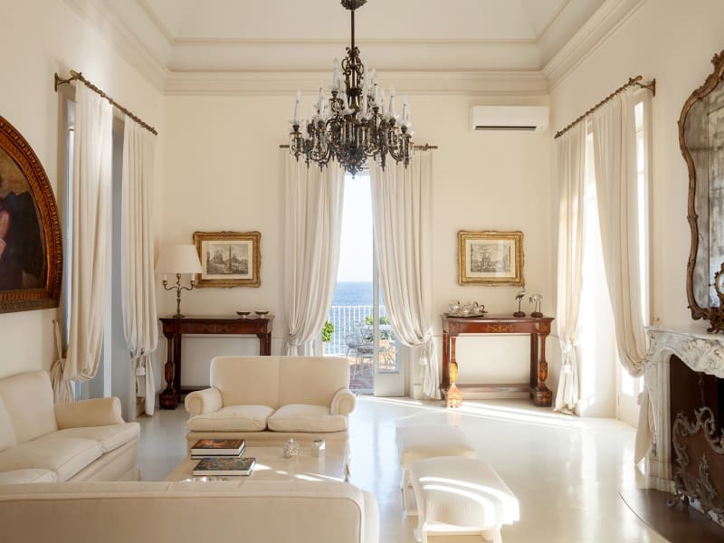 The elegant, sumptously furnished main living area.
