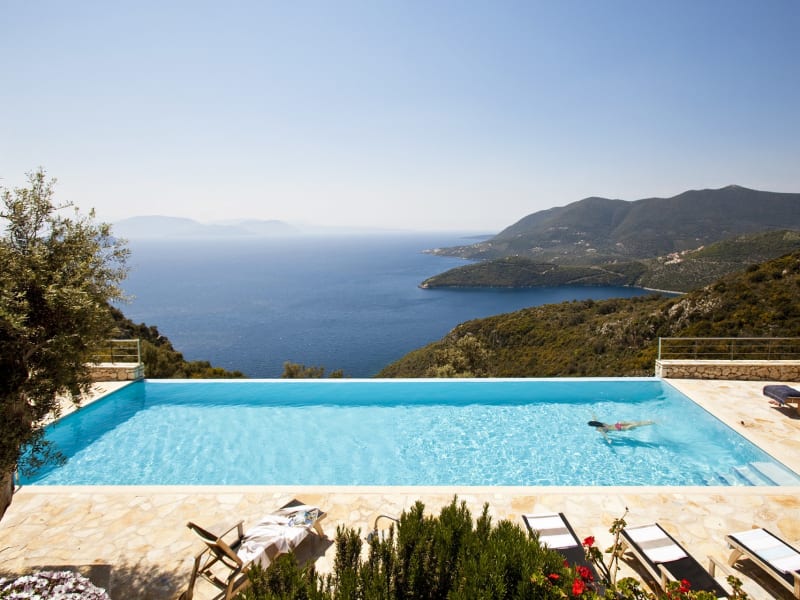 Endless blue panoramas over Cape Lougi's gorgeous infinity pool. 