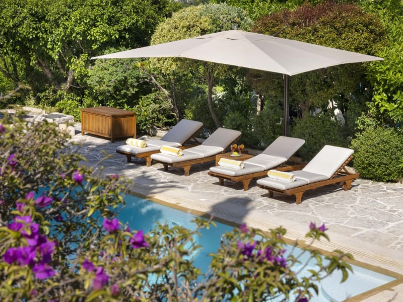 Relaxing down by the zero-edge pool.