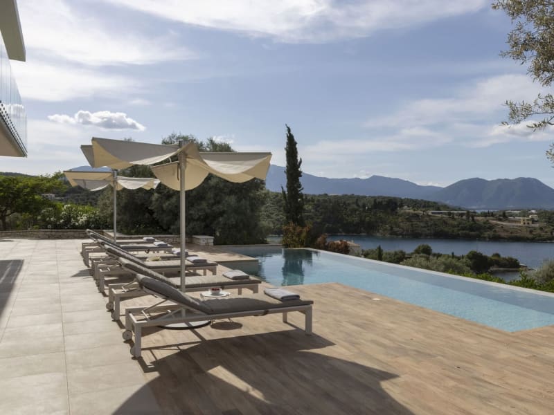 Hippokampoi's pool area and its timeless views out to sea.