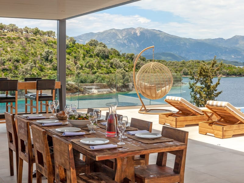 All set for a shady sea-view lunch.