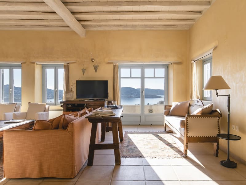 The luminous, airy living area in the main house. 