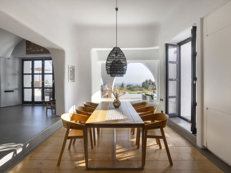 The dining area, part of the main house's open-concept communal space.