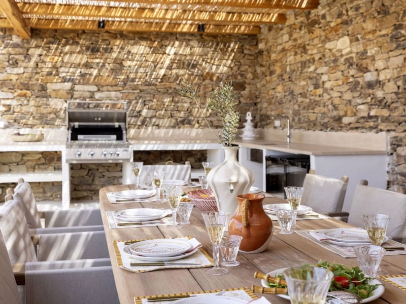 The al fresco kitchen and dining area, just outside the main house.