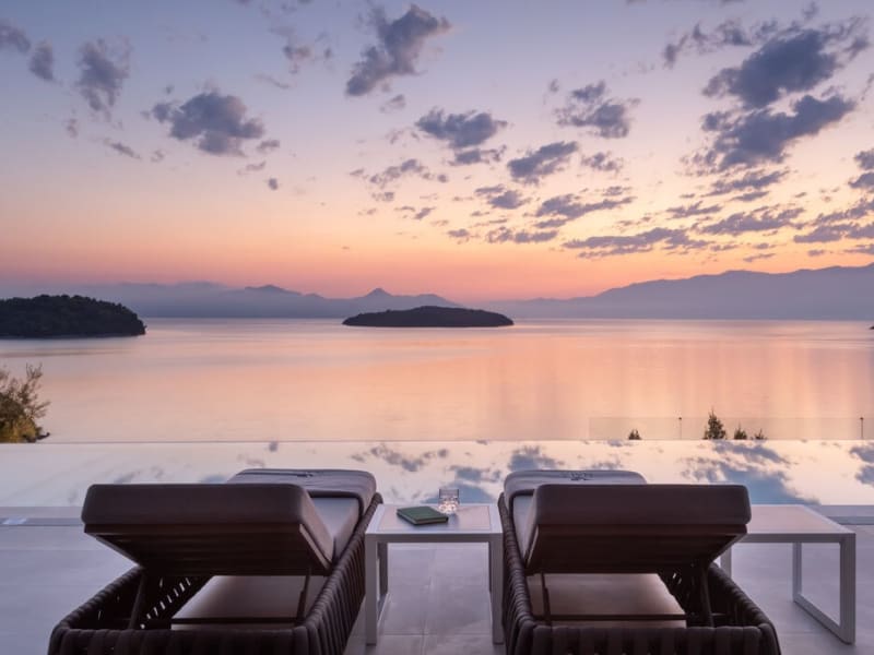 Rosy-fingered dawn seen from the pool.
