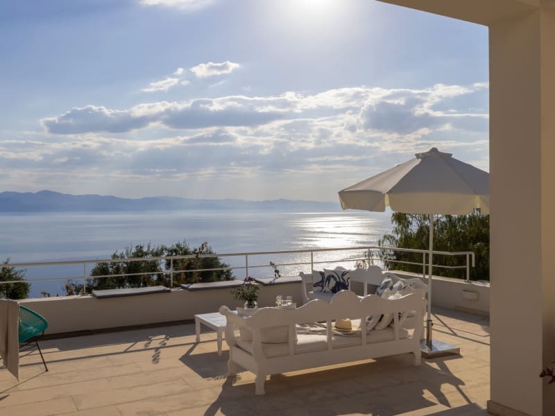 Glorious views out to sea and across to the Greek mainland.