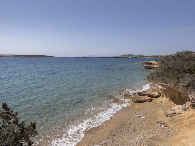 The little sandy cove of Megali Glastra is just across the road. Please note it is only accessible with the use of a rope.