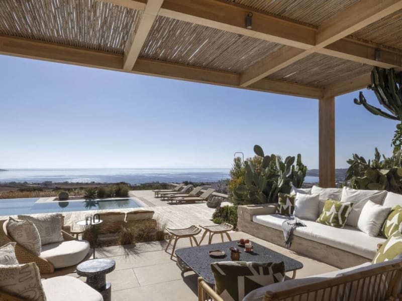 The al fresco living area outside the south wing.