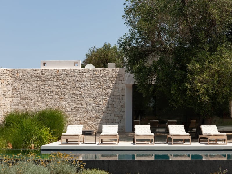 Corte Gea, with its stone visage, clean white lines, elegant pool and olive-tree camouflage.