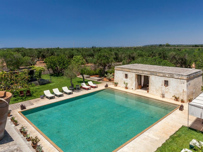 The pool and the guesthouse.