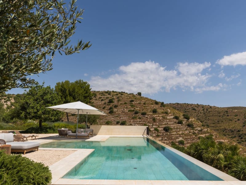 Another shot of the gorgeous pool with the countryside of the Val di Noto fanning out beyond.