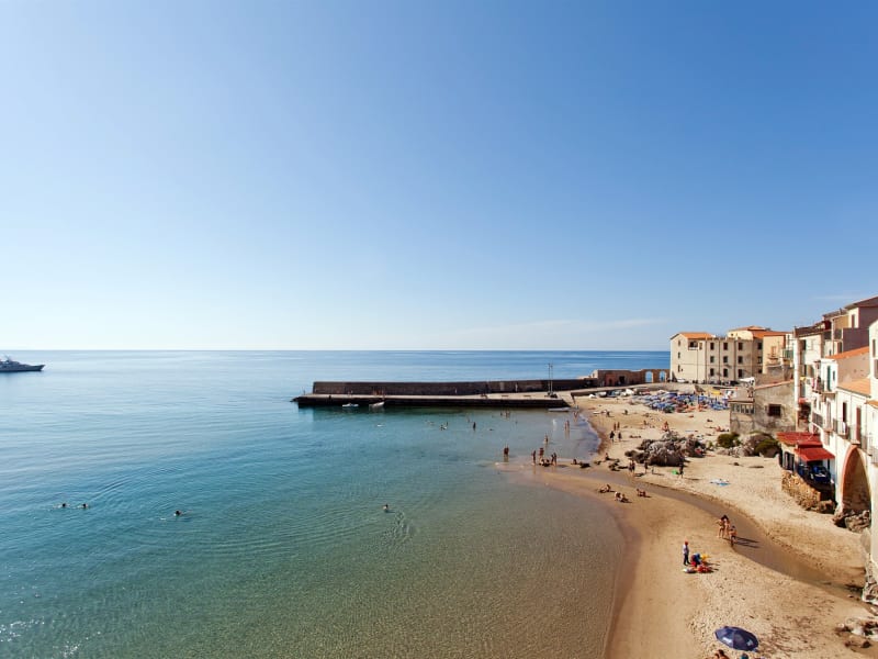 Part of Cefalu's long sandy beach.
