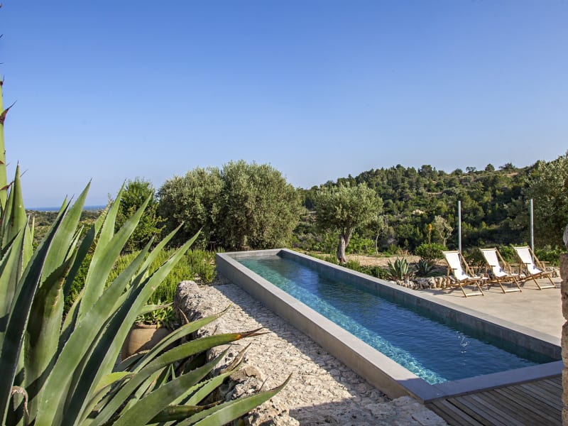 The stylish slender pool at I Lentischi.
