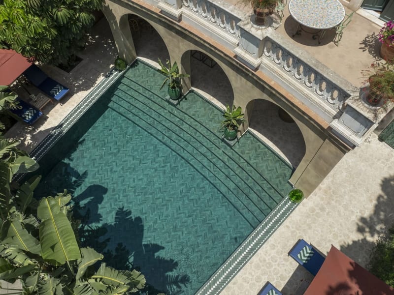 A bird's-eye view of Palazzo Musmeci's gorgeous pool.