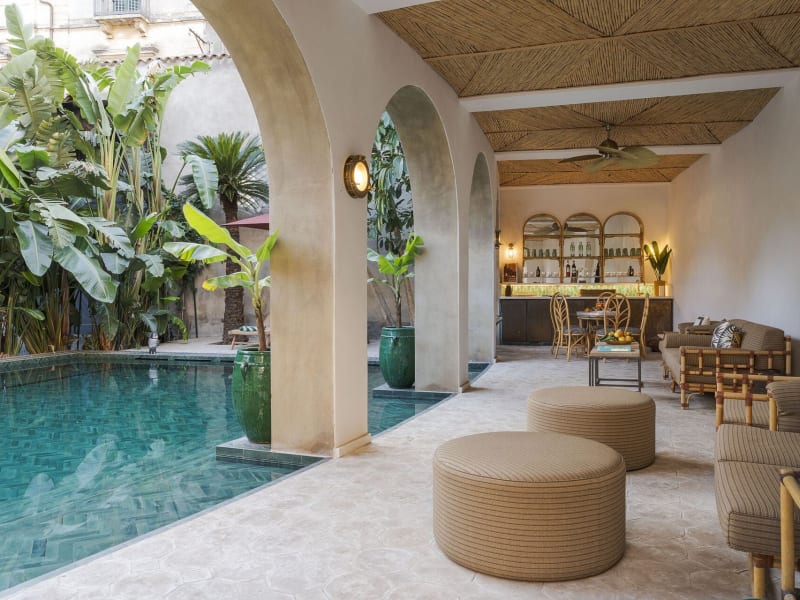 The sociable lounge area by the pool.