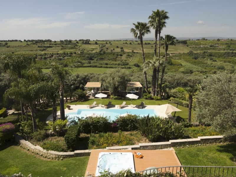 The pool and views of the surrounding countryside