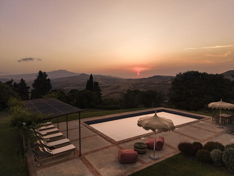 A glorious sunset over the Val d'Orcia and Monte Amiata.