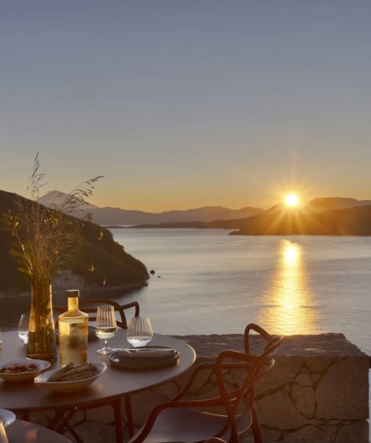 Thyta House al-fresco outdoor dining terrace, Lefkada