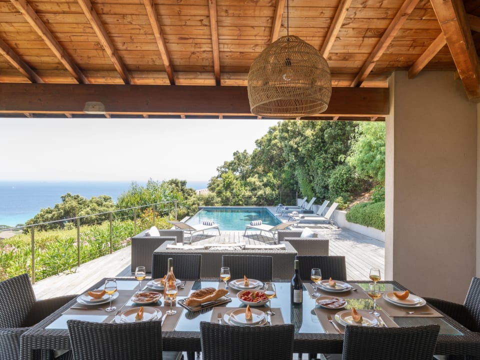 The shady al fresco dining area also boasts magnificent views.