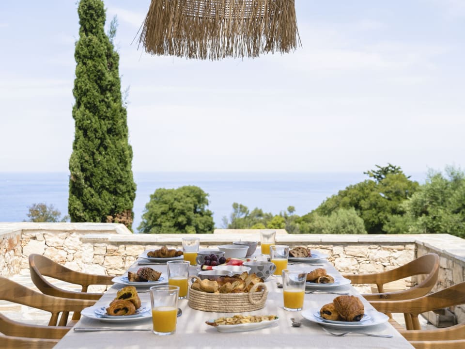 Breakfast is served on the al fresco dining terrace.
