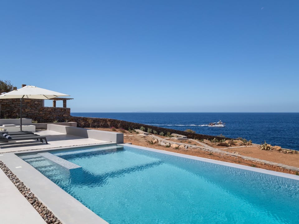 The glorious infinity pool with its views out to sea.