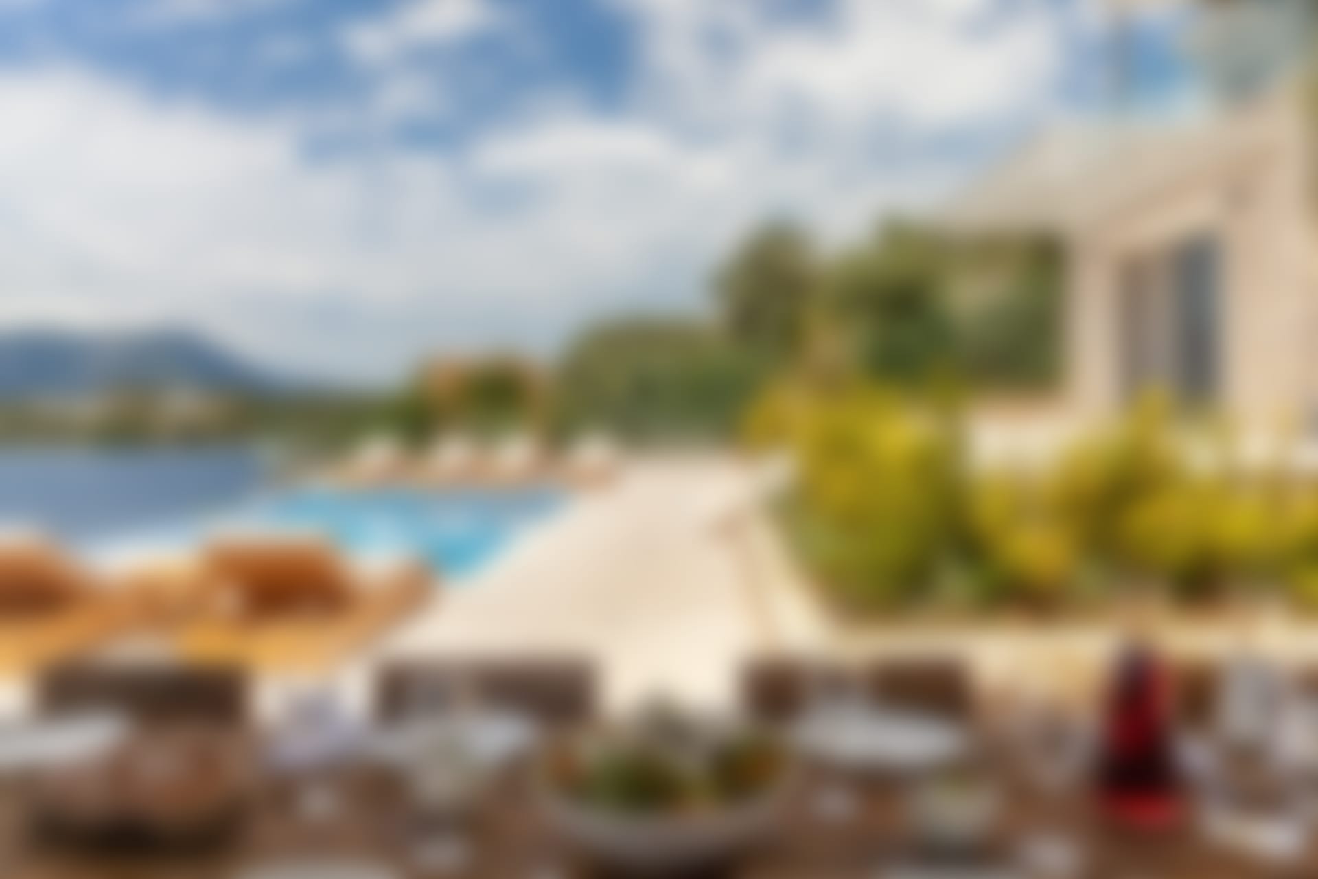 Ion's infinity pool seen from the al fresco dining area.
