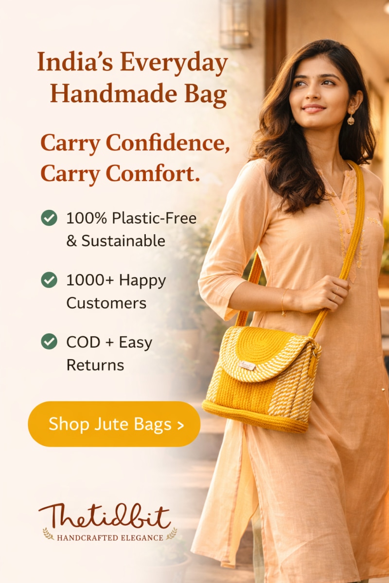 Stylish handmade jute bags by TheTidbit — eco-friendly accessories for Indian women
