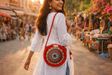 Handmade Jute Embroidered Round Sling Bag view 1