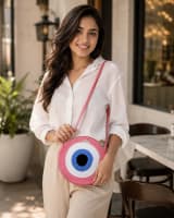 Evil Eye Sling Bag in Pink — view 3
