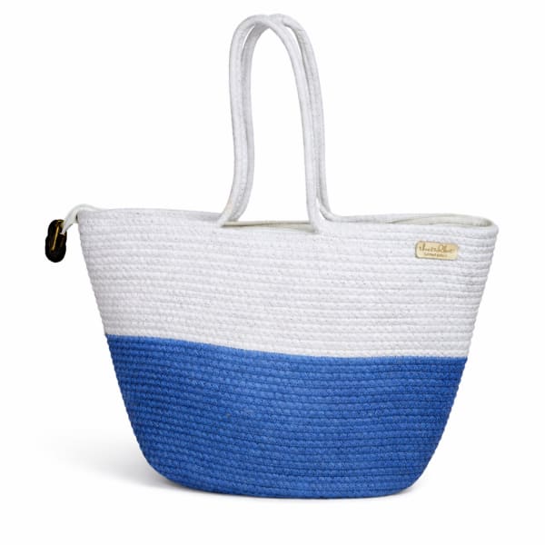 Handmade Jute Handbags — White Blue