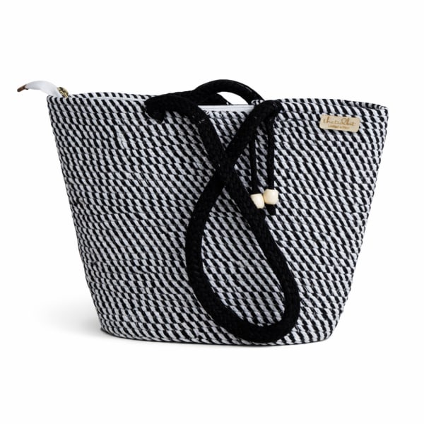 Handmade Jute Handbags — Button Black
