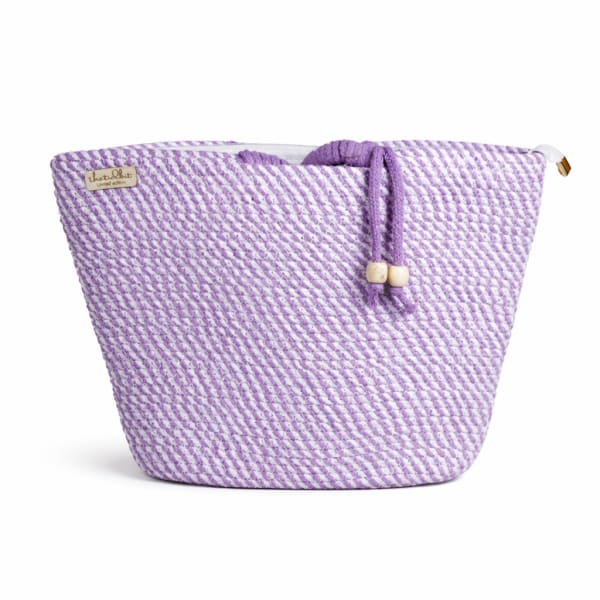 Handmade Jute Handbags — Button Purple