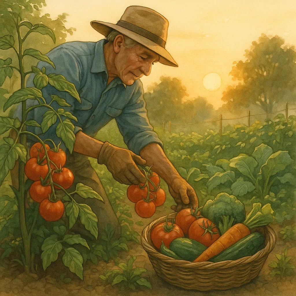 Early morning harvesting for optimal crop quality during hot weather. Early morning harvesting for optimal crop quality during hot weather.