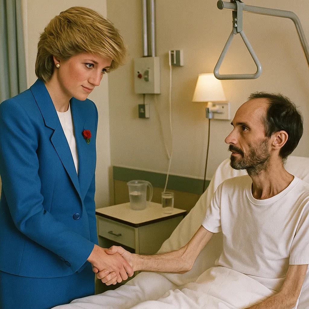 Princess Diana's revolutionary AIDS advocacy, shaking hands without gloves. Princess Diana's revolutionary AIDS advocacy, shaking hands without gloves.