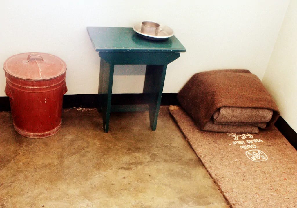 Nelson Mandela's prison cell on Robben Island. Photo by Witstinkhout. Nelson Mandela's prison cell on Robben Island. Photo by Witstinkhout.