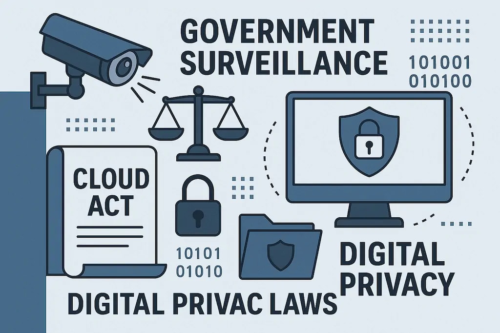 Government surveillance and legal framework illustration. Government surveillance and legal framework illustration.